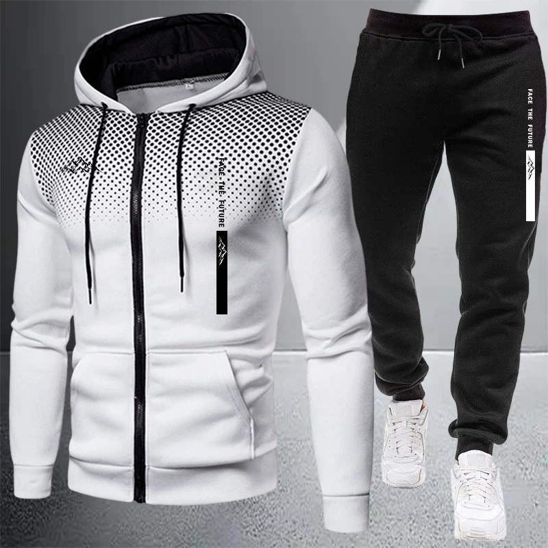 Winter Clothing For Sale - เสื้อแจ็คเก็ตผู้ชายขายดี ชุดวอร์มลำลองแบบมีฮู้ด ซิป ลายจุด เสื้อโค้ทสำหรับกิจกรรมกลางแจ้ง เสื้อผ้ากีฬา