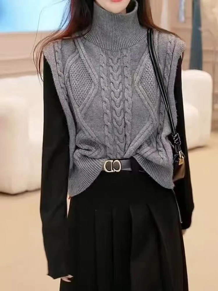 Winter Clothing Trends 2025 Women'S - เสื้อสเวตเตอร์ผู้หญิงแบบหลวม เสื้อคาร์ดิแกนถัก เสื้อกั๊กสีเทา ใส่ทำงาน เสื้อผ้าราคาถูก เสื้อผ้าลดราคา