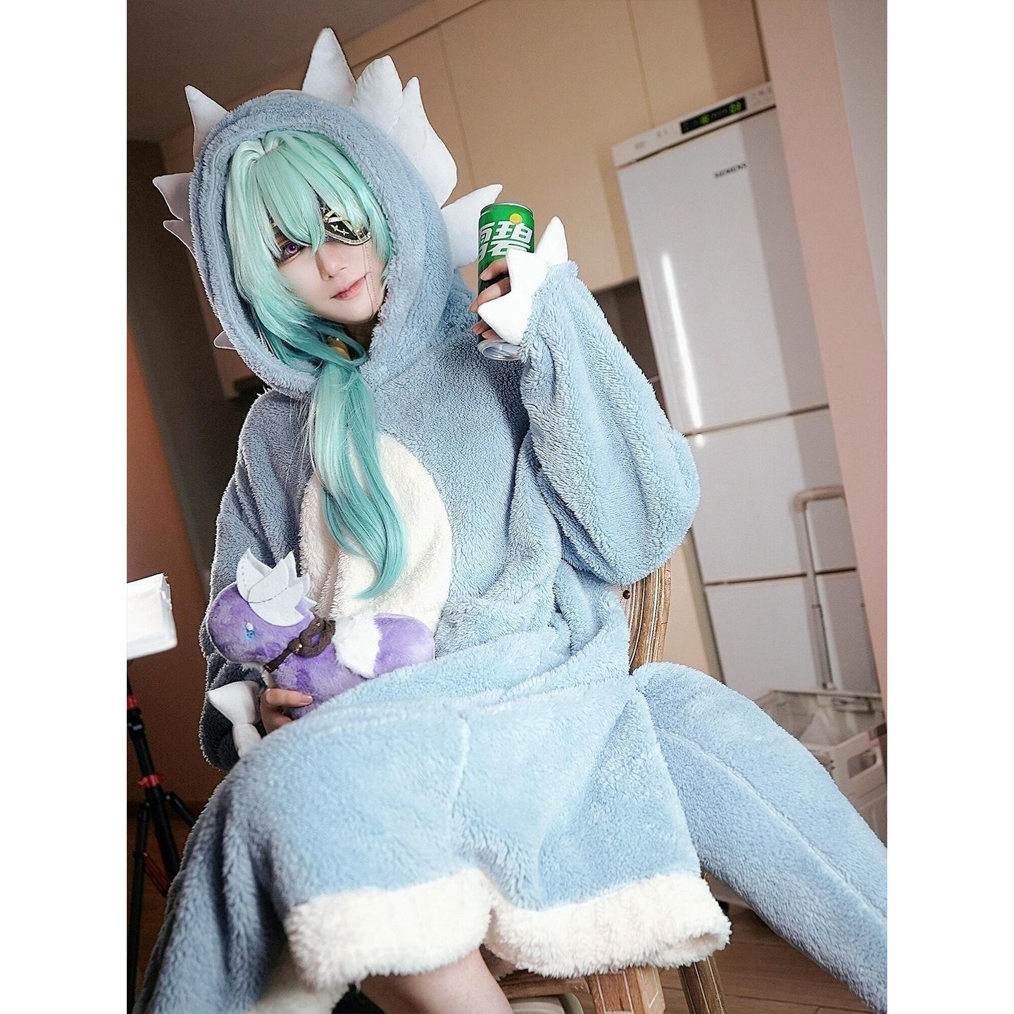 Winter Clothing For Babies - ชุดนอนลายการ์ตูนสุดน่ารักสำหรับผู้หญิง ผ้าคอรัลฟลีซ สำหรับฤดูใบไม้ร่วงและฤดูหนาว ชุดนอนลำลอง ชุดคอสเพลย์ Honkai