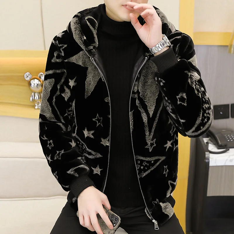 Winter Clothing Cute - 2022ฤดูหนาว Faux ขนมิงค์แจ็คเก็ตผู้ชาย Thicken เลียนแบบขนสัตว์อบอุ่น Hooded