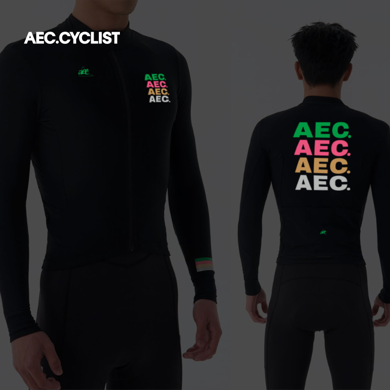 Winter Clothing Logos - เสื้อปั่นจักรยาน AEC.CYCLIST สำหรับผู้ชายและผู้หญิง ผ้าฟลีซ โลโก้สะท้อนแสง สำหรับฤดูใบไม้ร่วงและฤดูหนาว