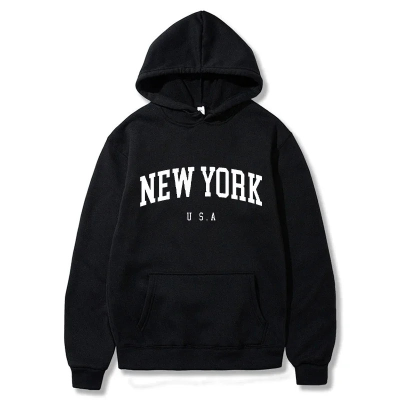 Winter Clothing In New York City - เสื้อฮู้ดแขนยาวพิมพ์ลายตัวอักษรแฟชั่นเมืองนิวยอร์กอเมริกันสำหรับผู้ชาย ฤดูใบไม้ร่วง-ฤดูหนาว 2026 เสื้อผ้าลำลอง
