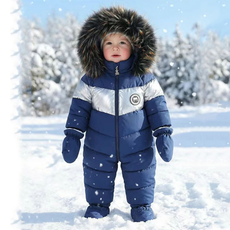 Winter Clothing For Babies - ชุดรอมเปอร์เด็กแรกเกิดฤดูหนาวพร้อมถุงมือ ชุดเด็กผู้หญิงหนาอุ่น ชุดจั๊มสูทเด็กผู้ชายมีฮู้ด ชุดเสื้อผ้าเด็ก 0-18 เดือน
