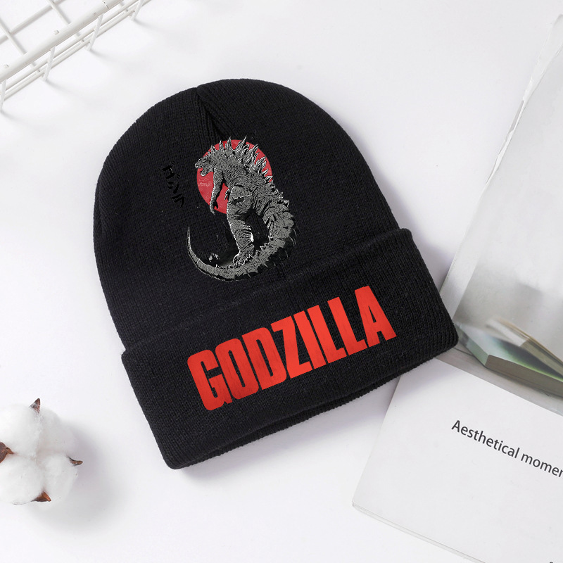 Winter Clothing For Babies - Godzilla ถักหมวกฤดูหนาวฤดูใบไม้ผลิ Cool Men เด็กหมวกอะนิเมะพิมพ์ Brimless