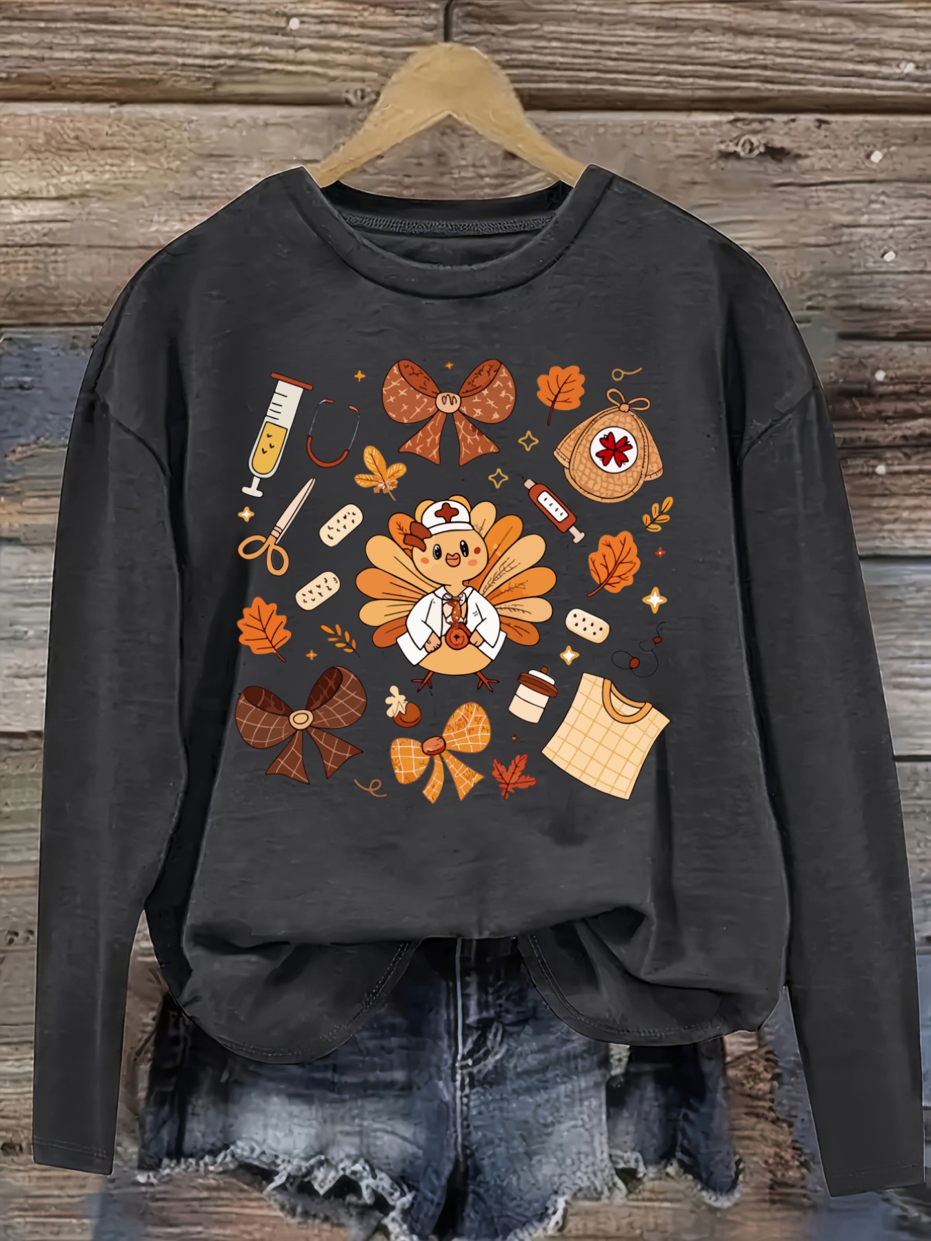 เสื้อยืดแขนยาวคอกลมลำลองสำหรับ - Winter Clothing Cute บทวิจารณ์และราคา