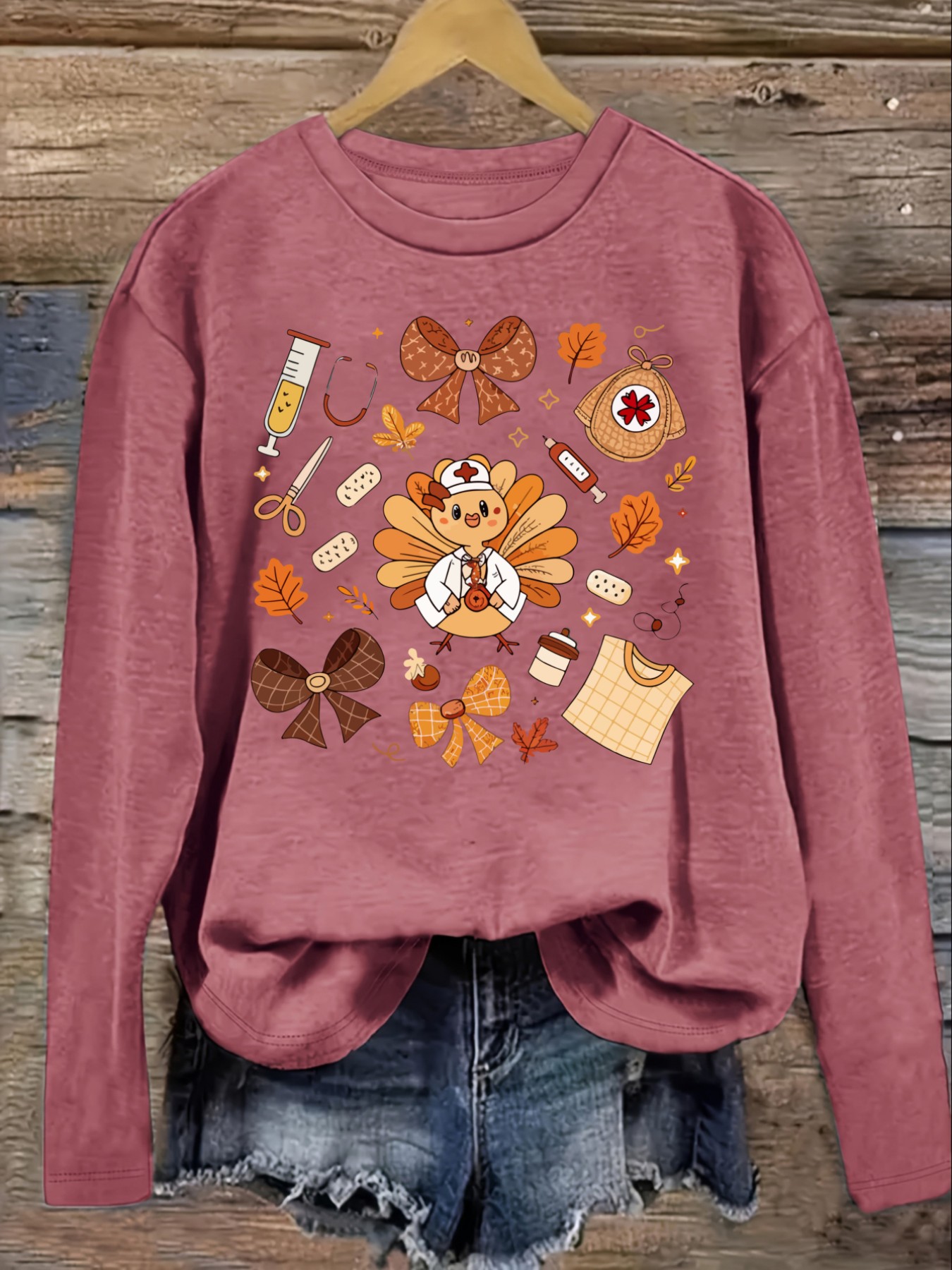 เสื้อยืดแขนยาวคอกลมลำลองสำหรับ - Winter Clothing Cute บทวิจารณ์และราคา