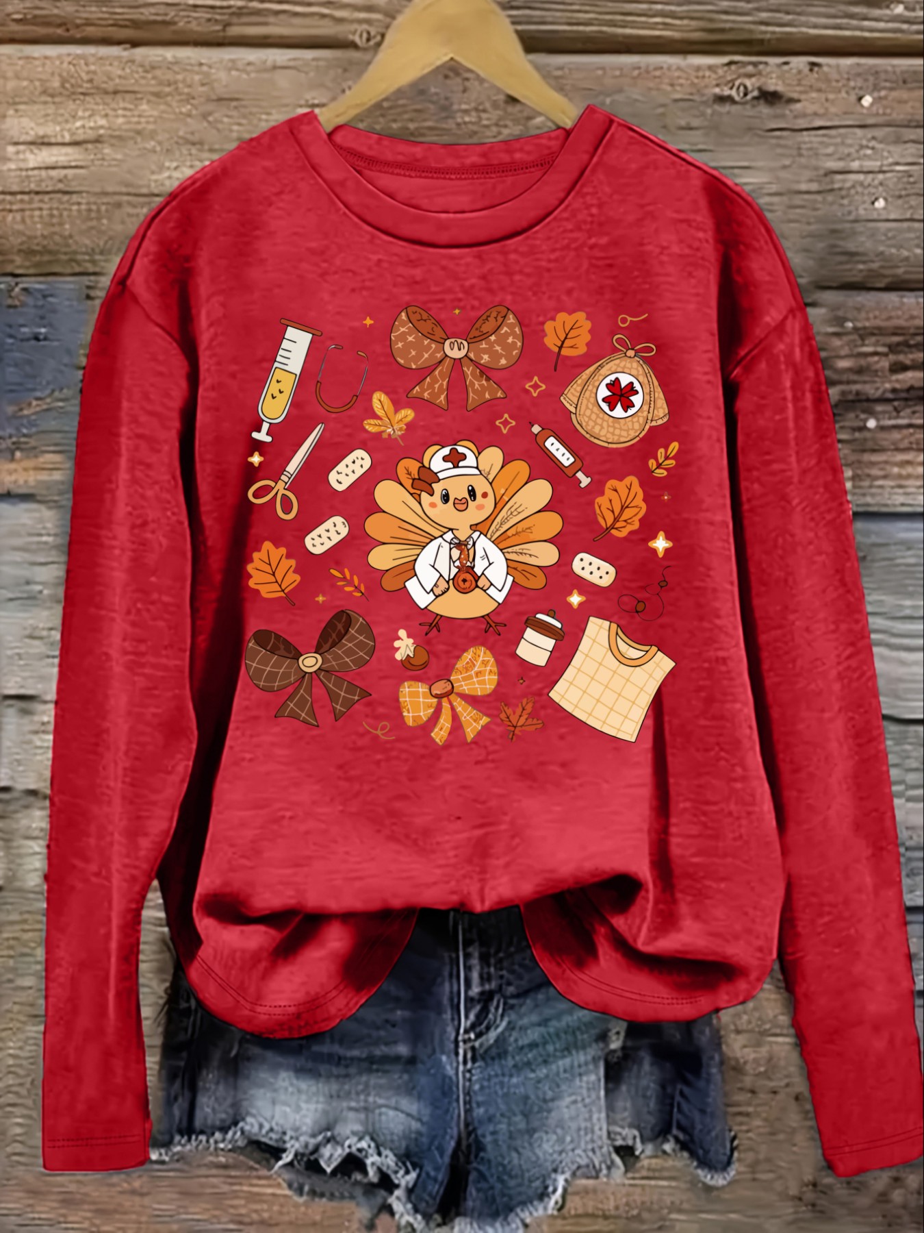 เสื้อยืดแขนยาวคอกลมลำลองสำหรับ - Winter Clothing Cute บทวิจารณ์และราคา