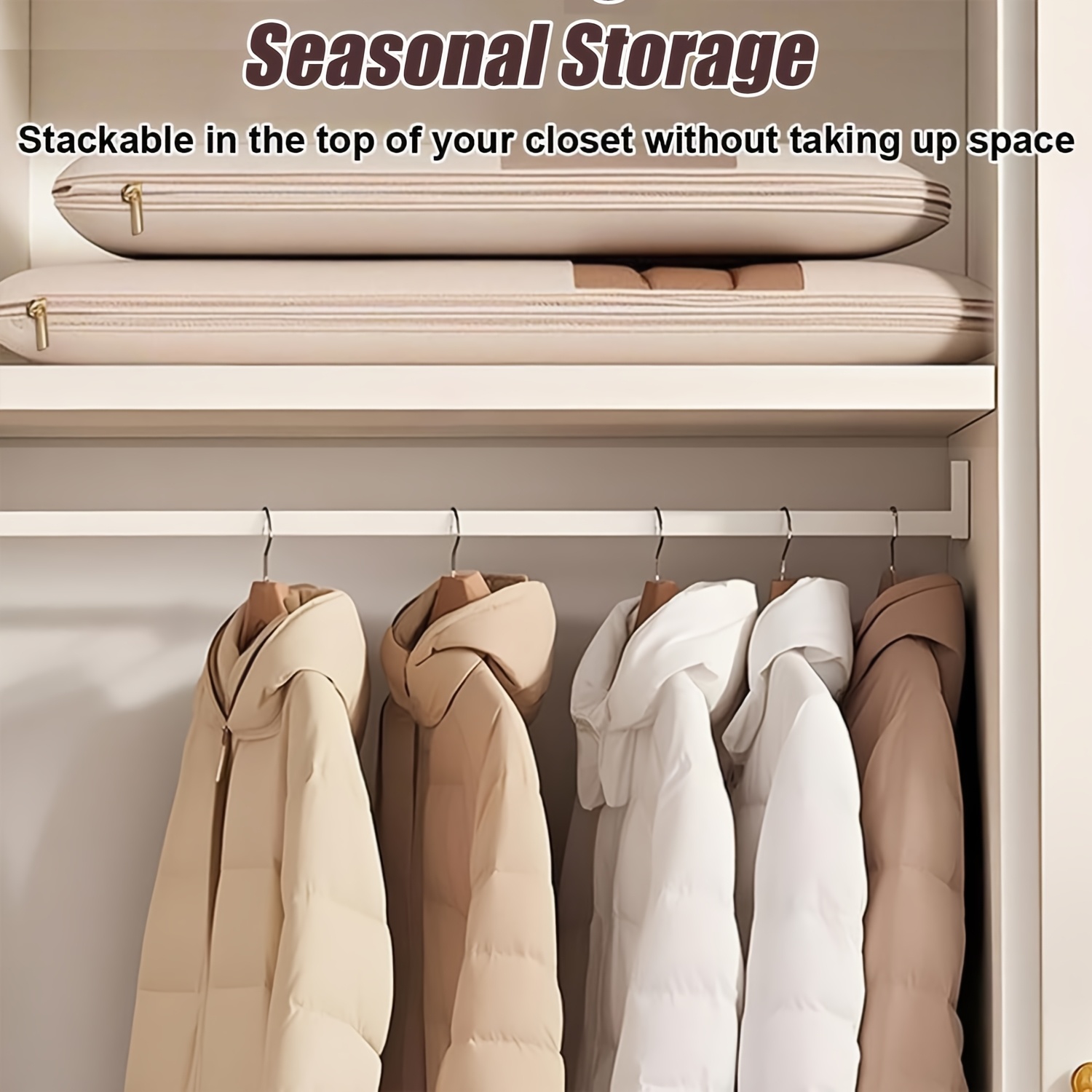 ถุงแขวนแบบบีบอัดสีเบจ ประหยัดพ - Winter Clothing Storage บทวิจารณ์และราคา